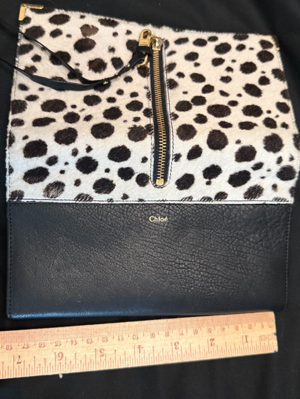 Chloé Dalmatian Spotted Haircalf & Black Leather Continental Wallet
